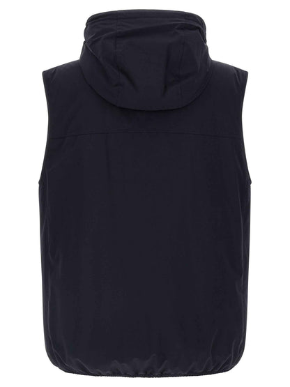 Blue Polyamide Sleeveless Jacket
