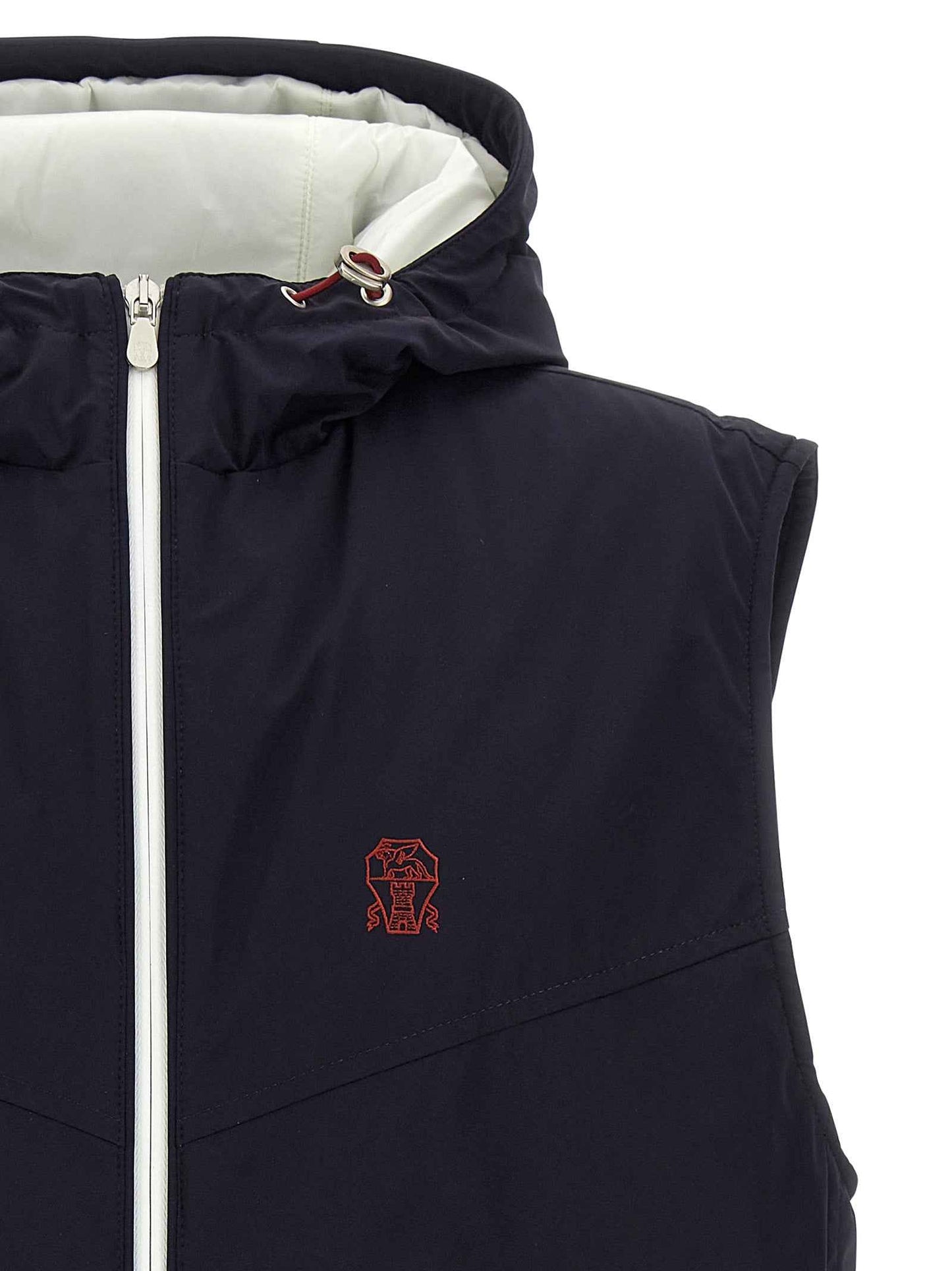 Blue Polyamide Sleeveless Jacket