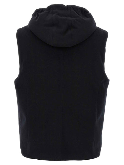 Black Wool Sleeveless Jacket