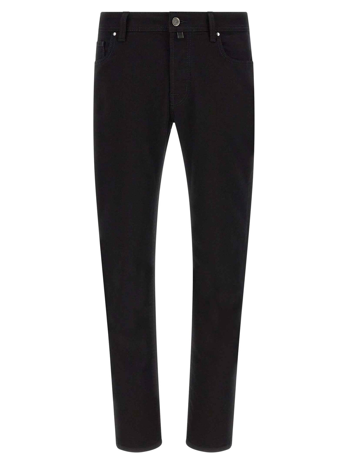 Black Cotton Straight-Leg Jeans