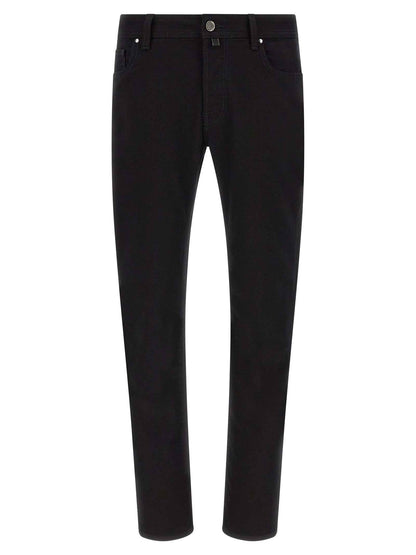 Black Cotton Straight-Leg Jeans