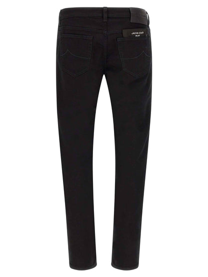 Black Cotton Straight-Leg Jeans