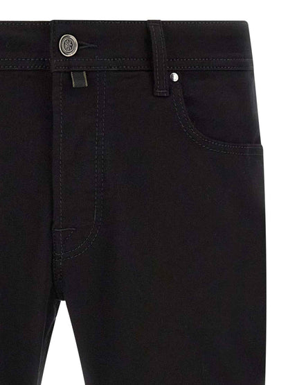 Black Cotton Straight-Leg Jeans