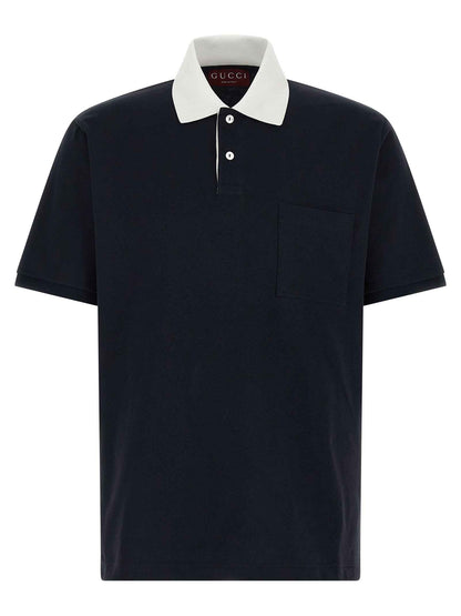 Blue Cotton Polo Shirt