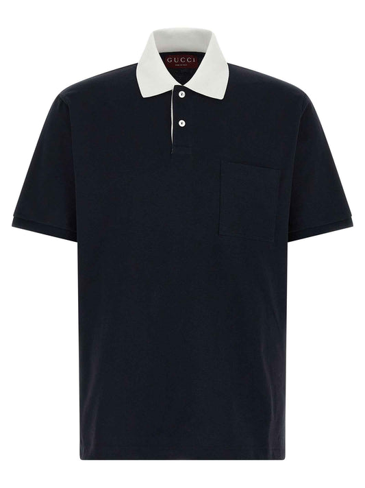 Blue Cotton Polo Shirt