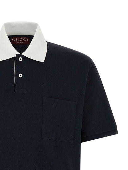 Blue Cotton Polo Shirt