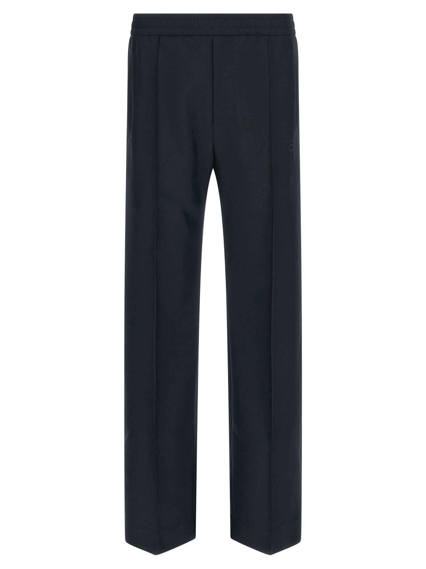 Blue Polyester Casual Pants