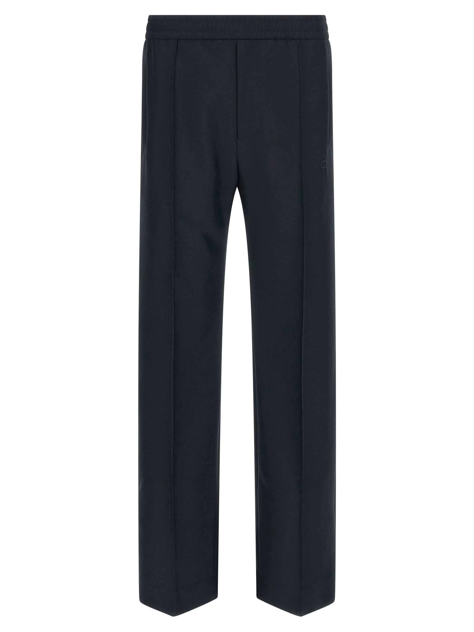 Blue Polyester Casual Pants