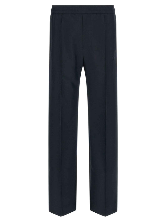 Blue Polyester Casual Pants