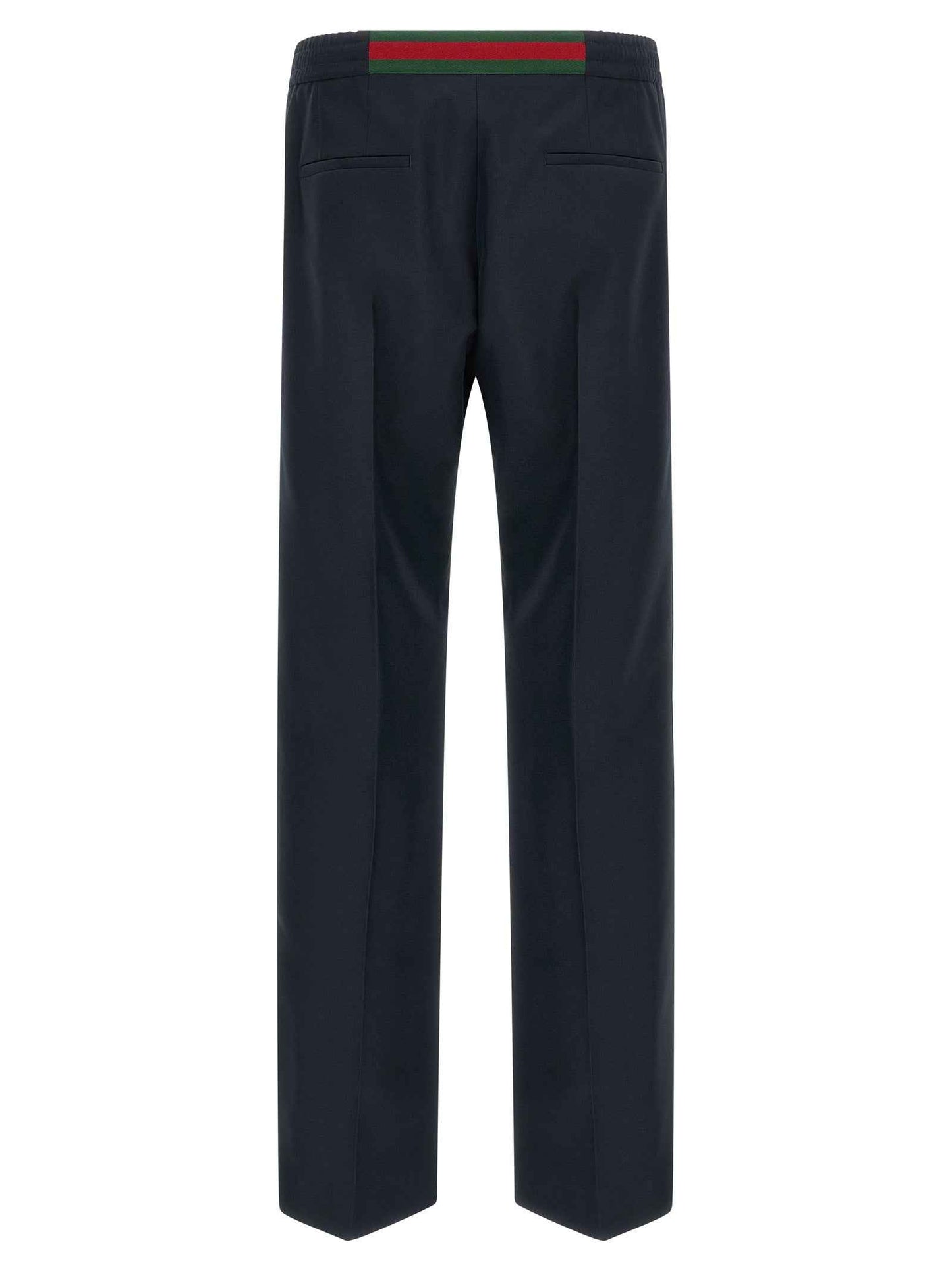 Blue Polyester Casual Pants