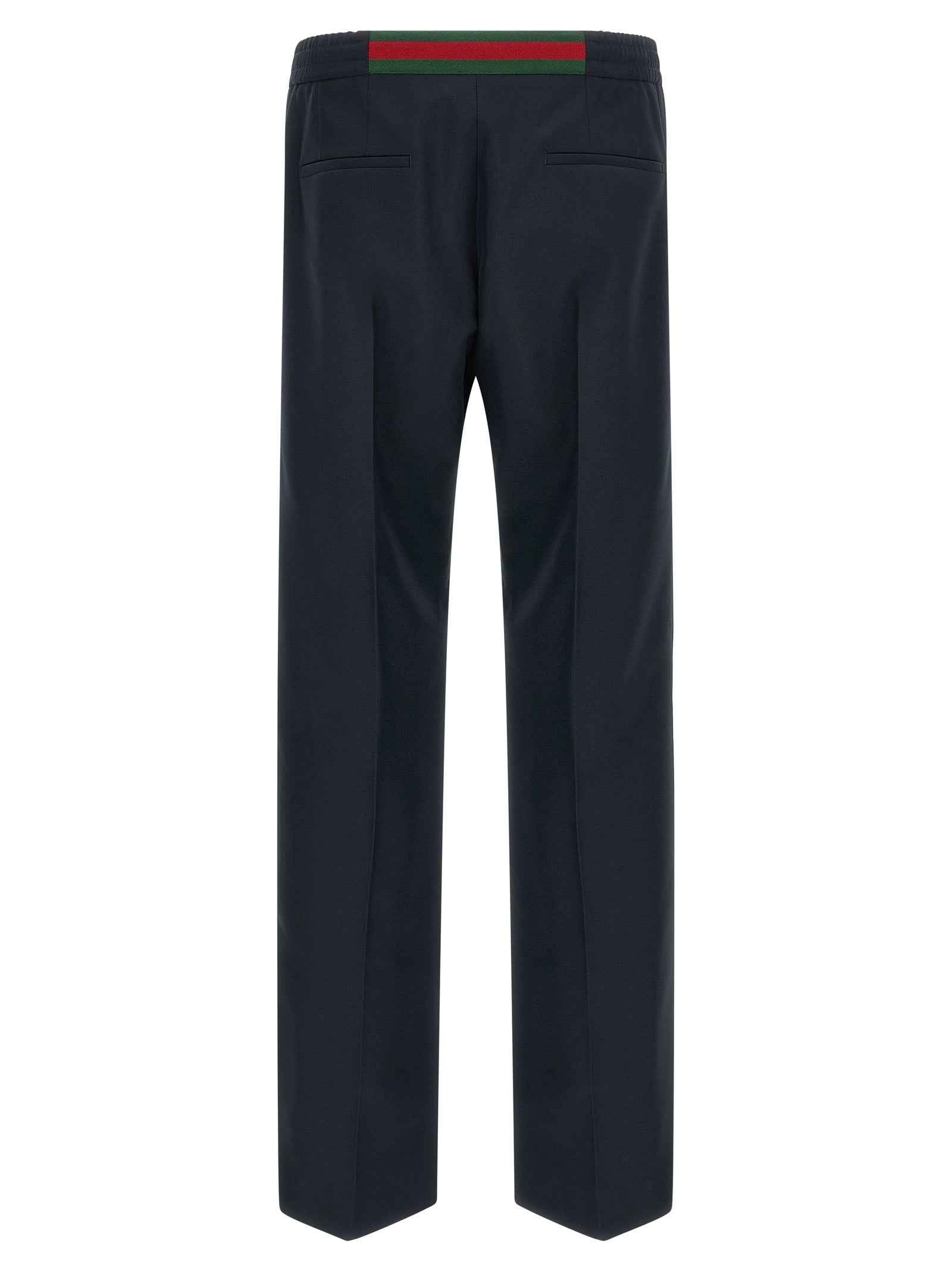 Blue Polyester Casual Pants