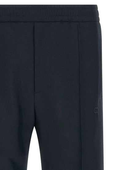 Blue Polyester Casual Pants