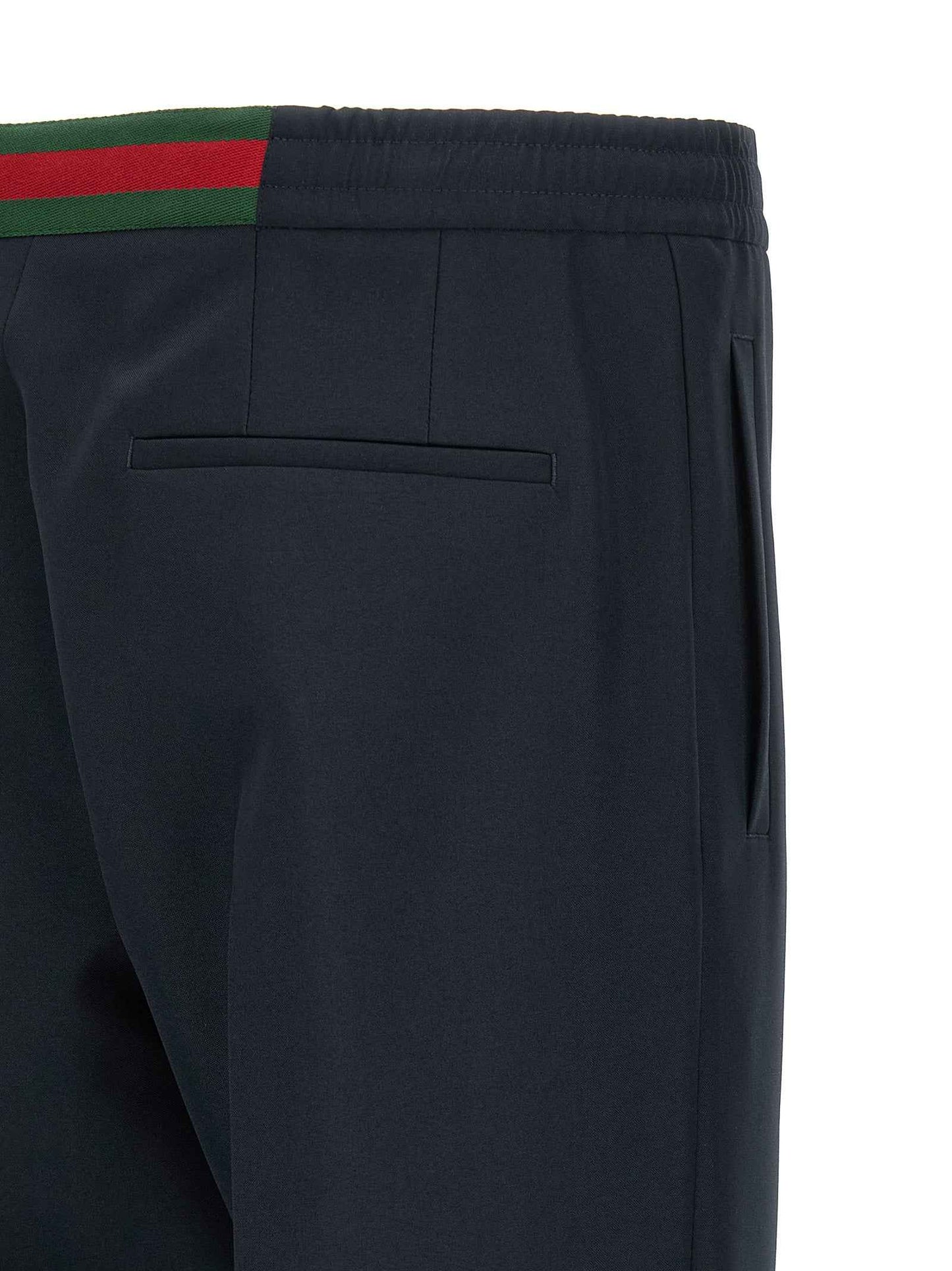 Blue Polyester Casual Pants