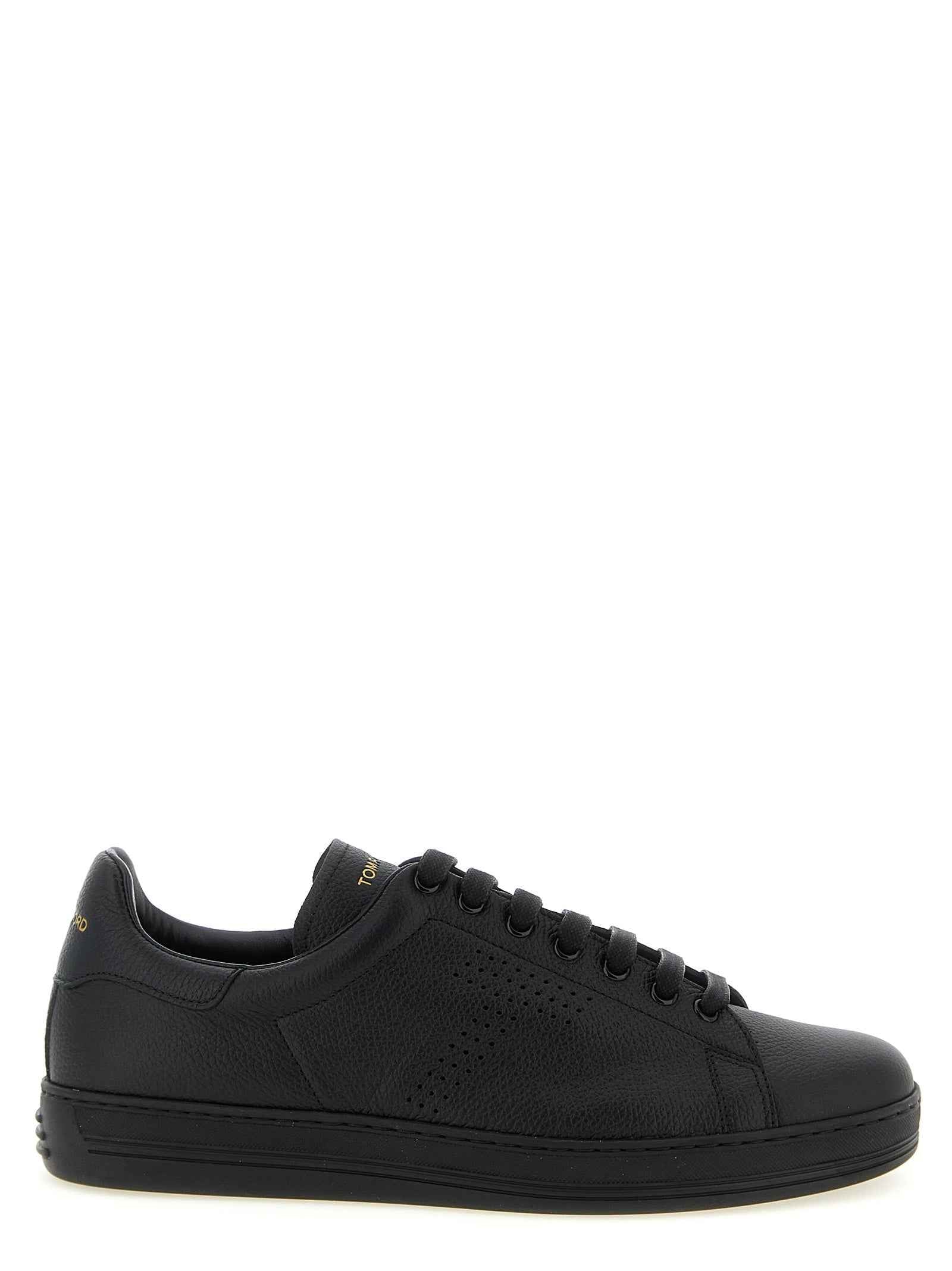 Black Leather Low Top Sneakers