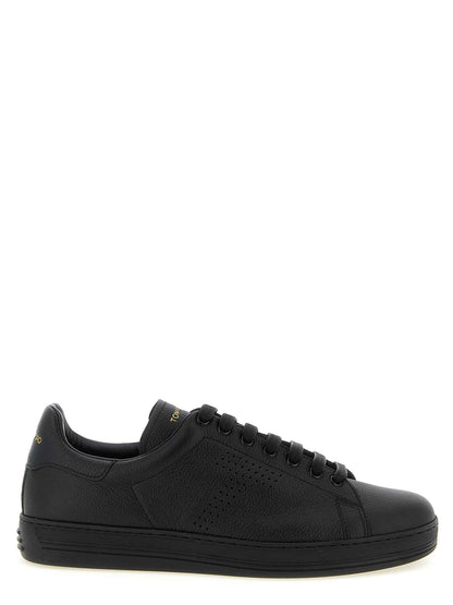 Black Leather Low Top Sneakers