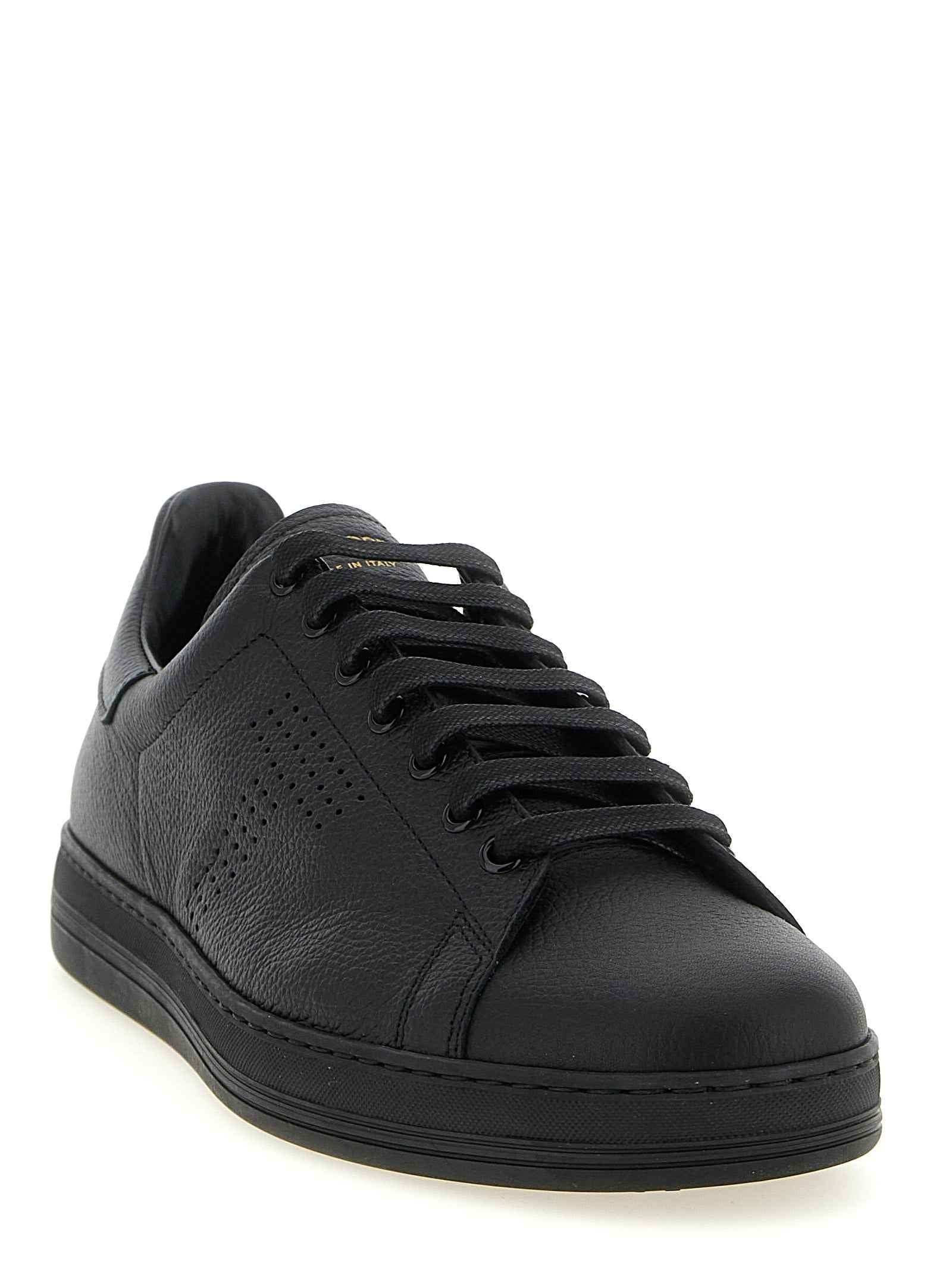 Black Leather Low Top Sneakers