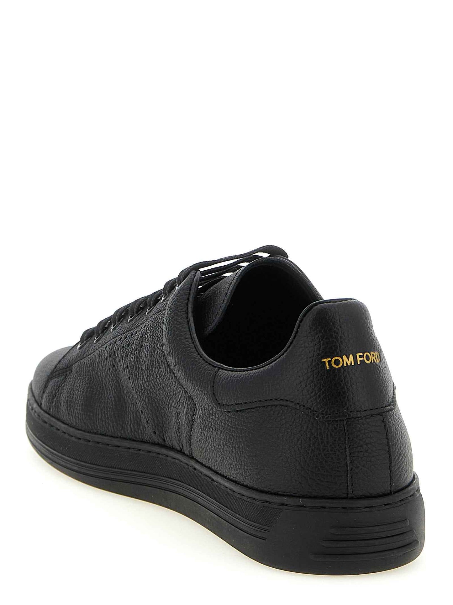 Black Leather Low Top Sneakers