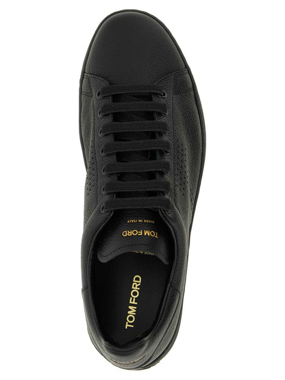 Black Leather Low Top Sneakers