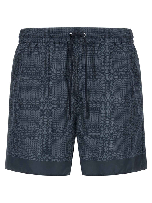 Blue Polyester Swim Shorts