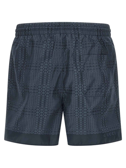 Blue Polyester Swim Shorts