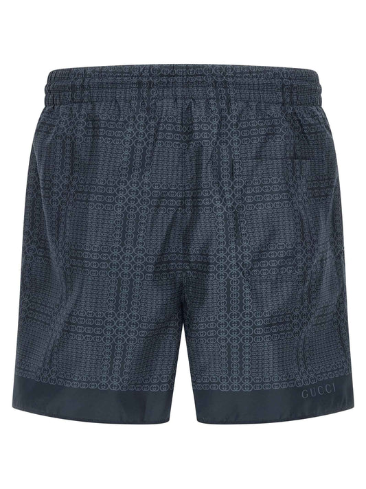 Blue Polyester Swim Shorts