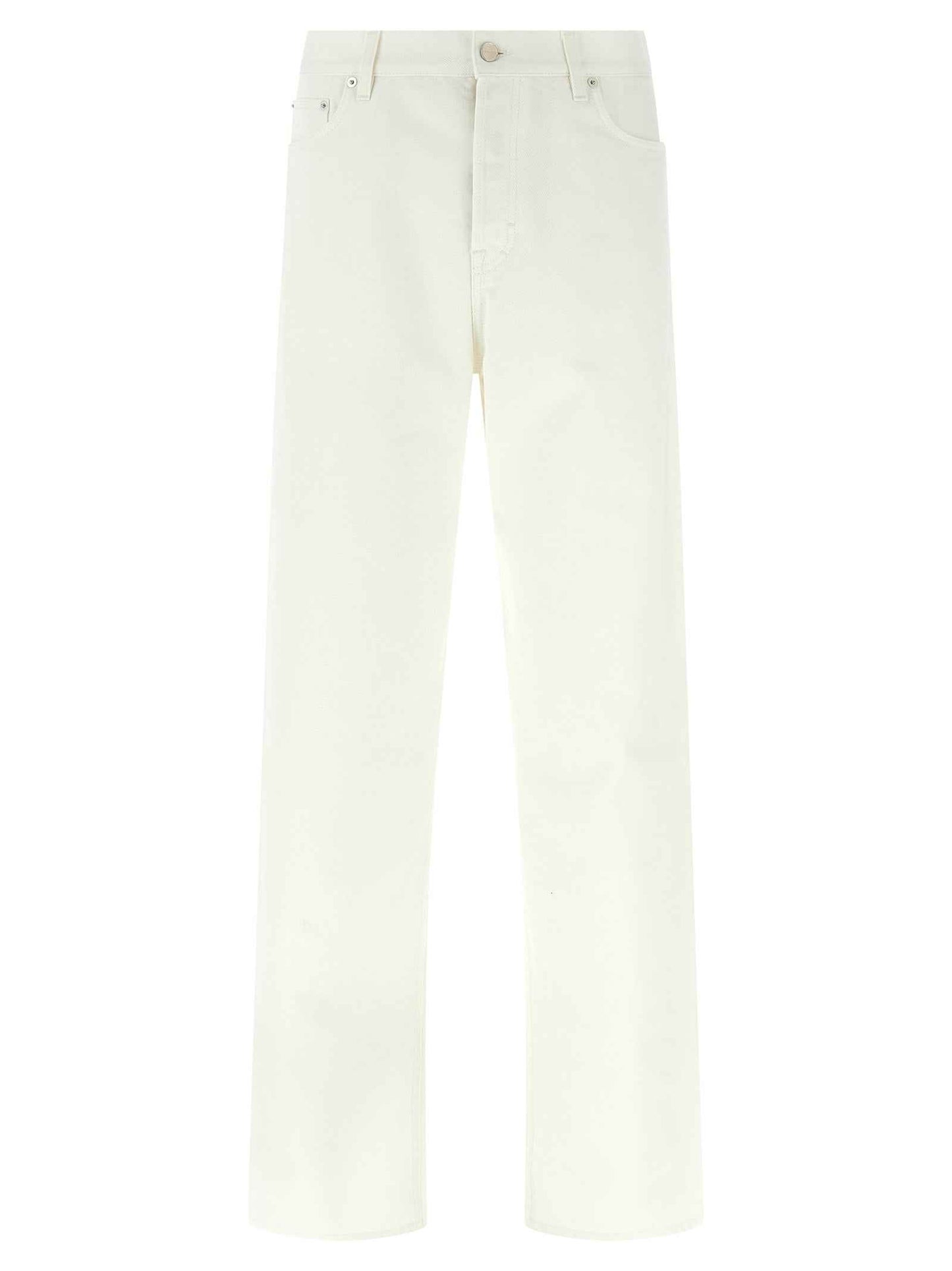 White Cotton Straight-Leg Jeans