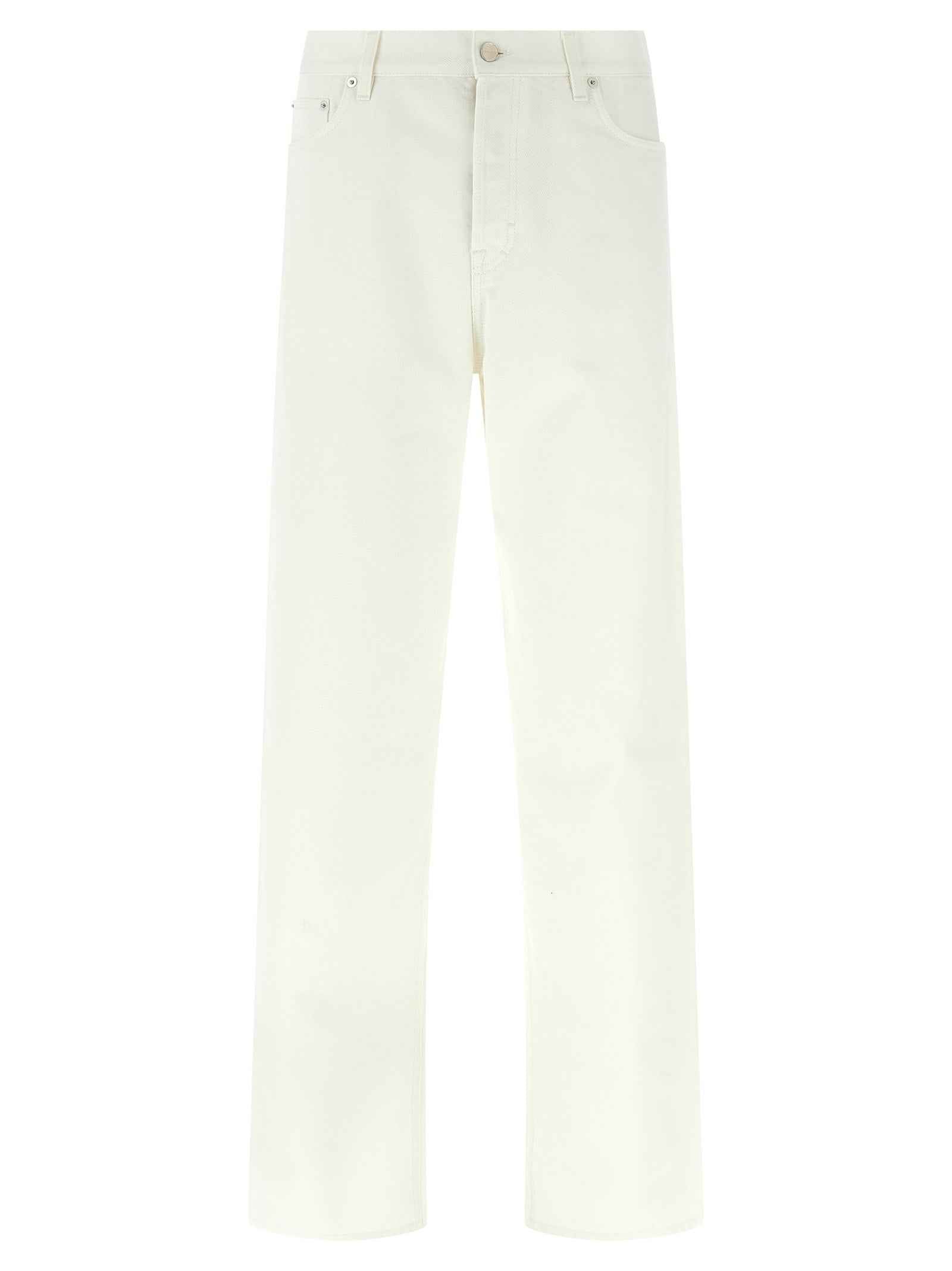 White Cotton Straight-Leg Jeans