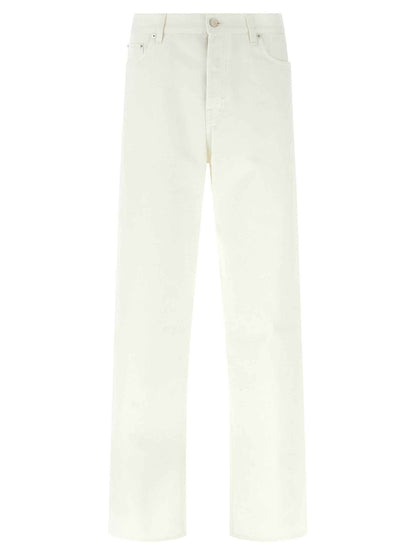 White Cotton Straight-Leg Jeans