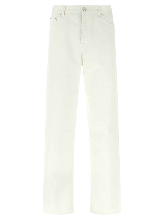White Cotton Straight-Leg Jeans