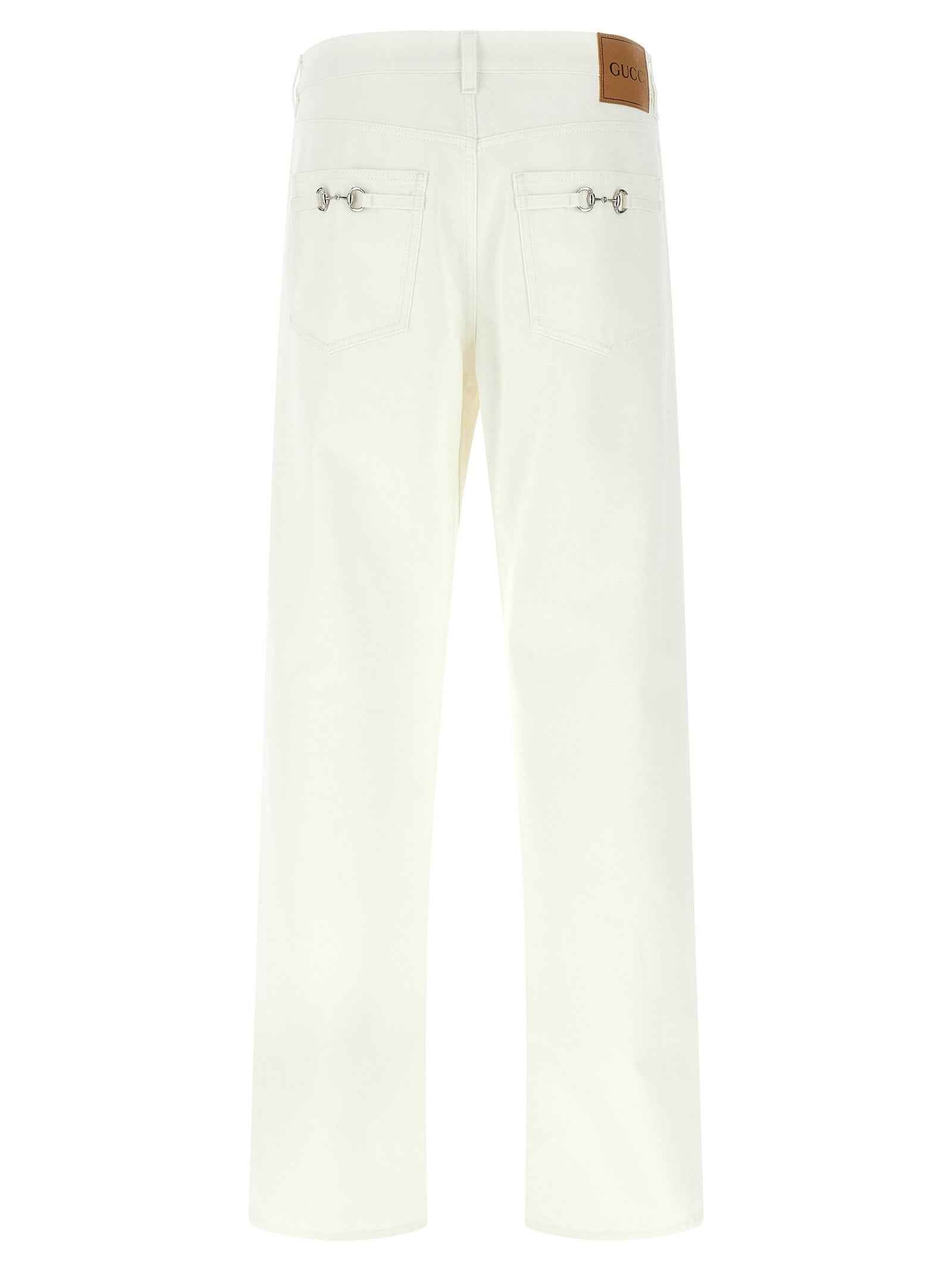 White Cotton Straight-Leg Jeans