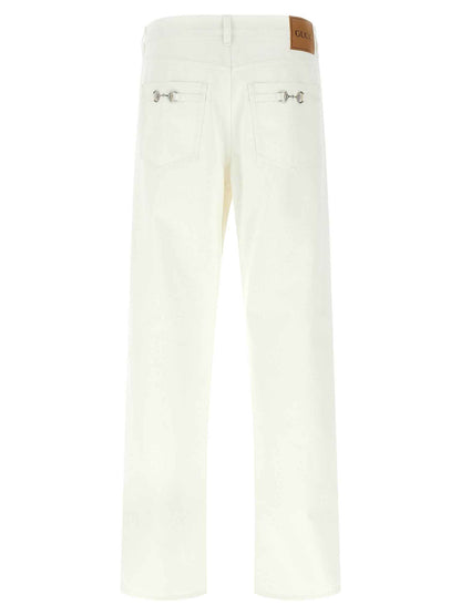 White Cotton Straight-Leg Jeans