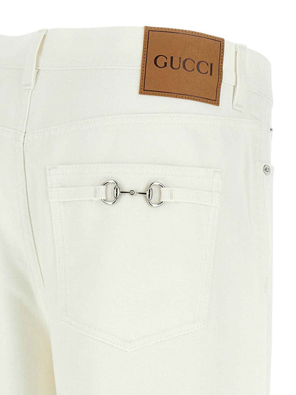 White Cotton Straight-Leg Jeans