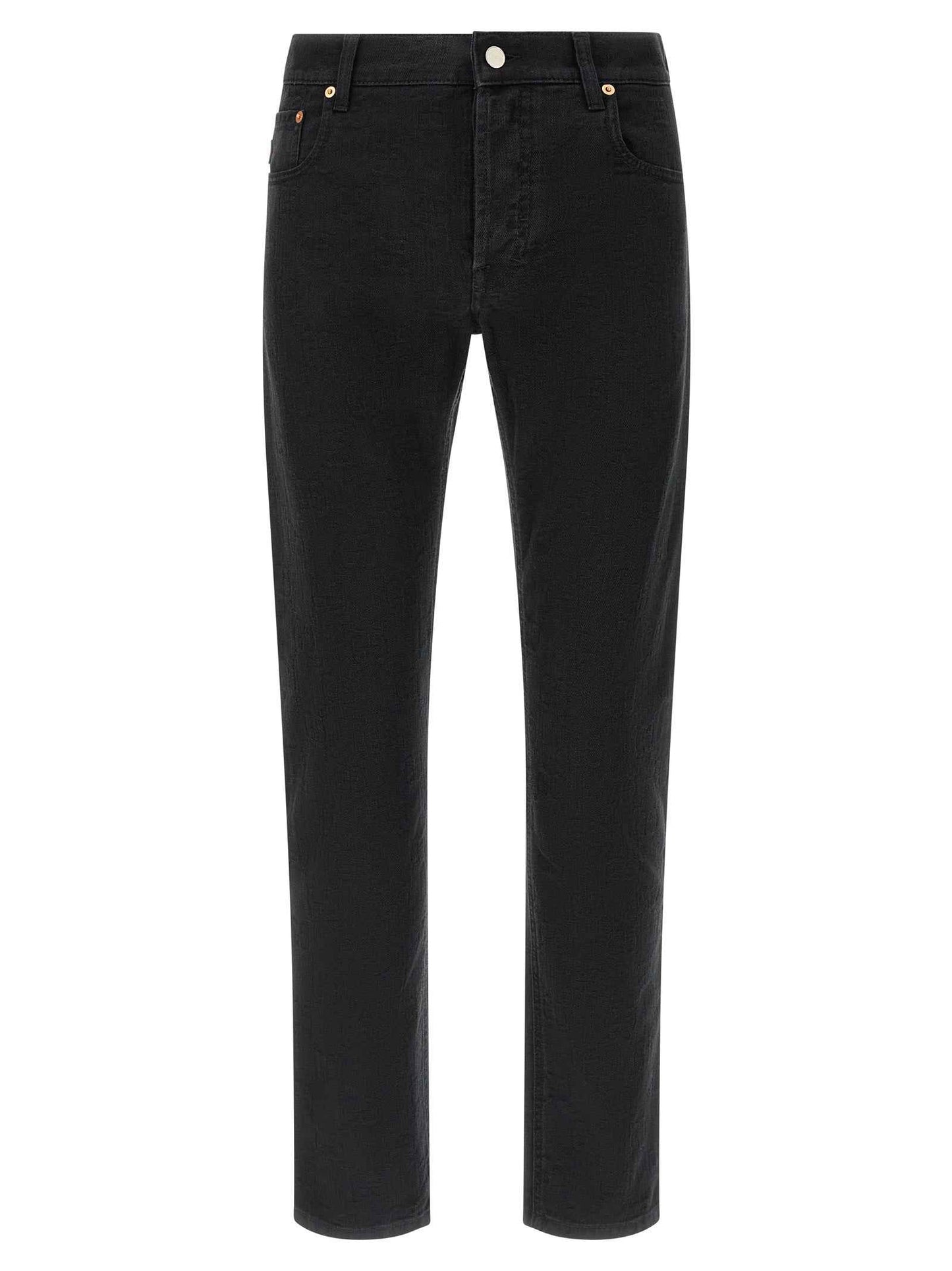 Black Cotton Straight-Leg Jeans