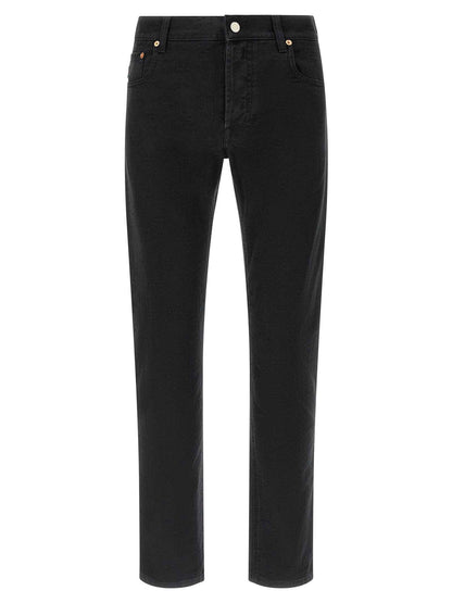 Black Cotton Straight-Leg Jeans