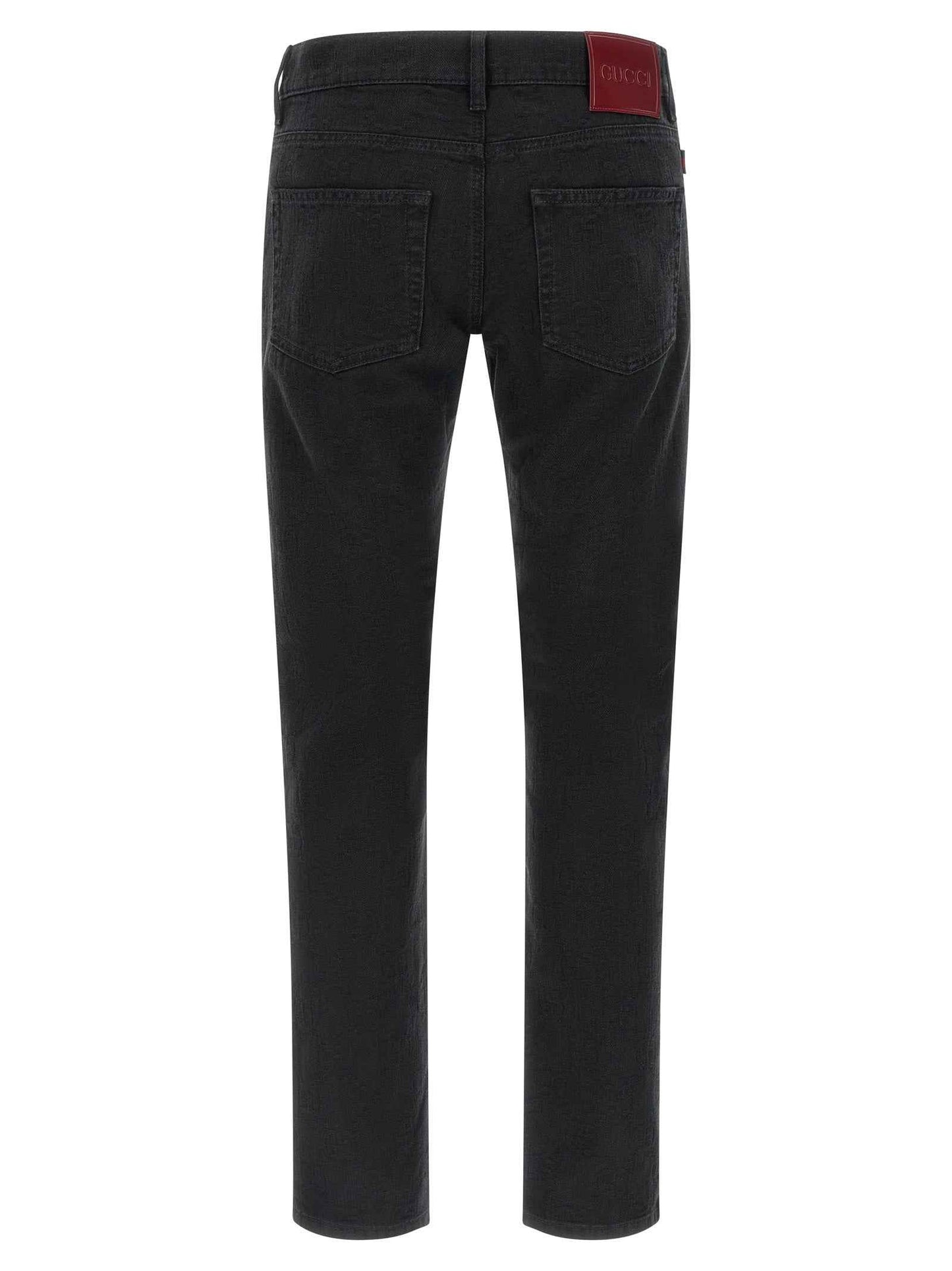 Black Cotton Straight-Leg Jeans