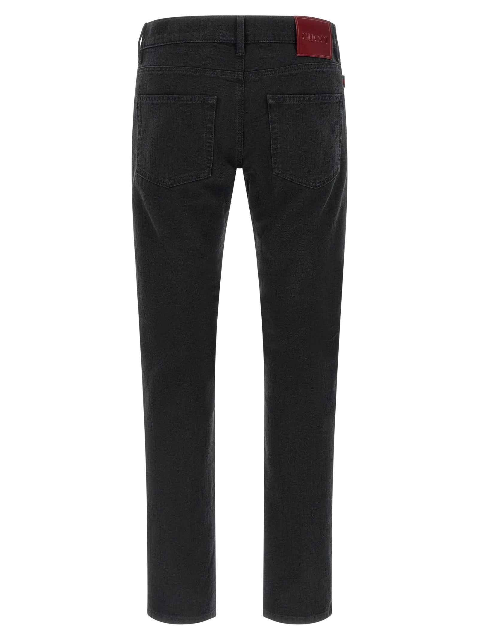 Black Cotton Straight-Leg Jeans