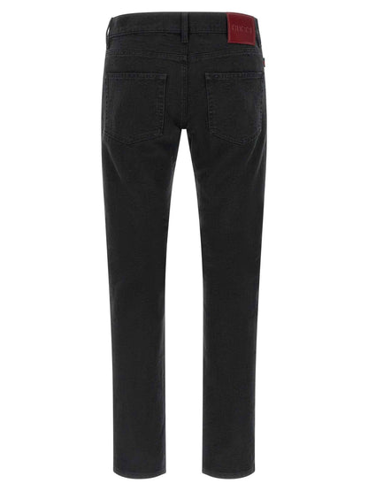 Black Cotton Straight-Leg Jeans