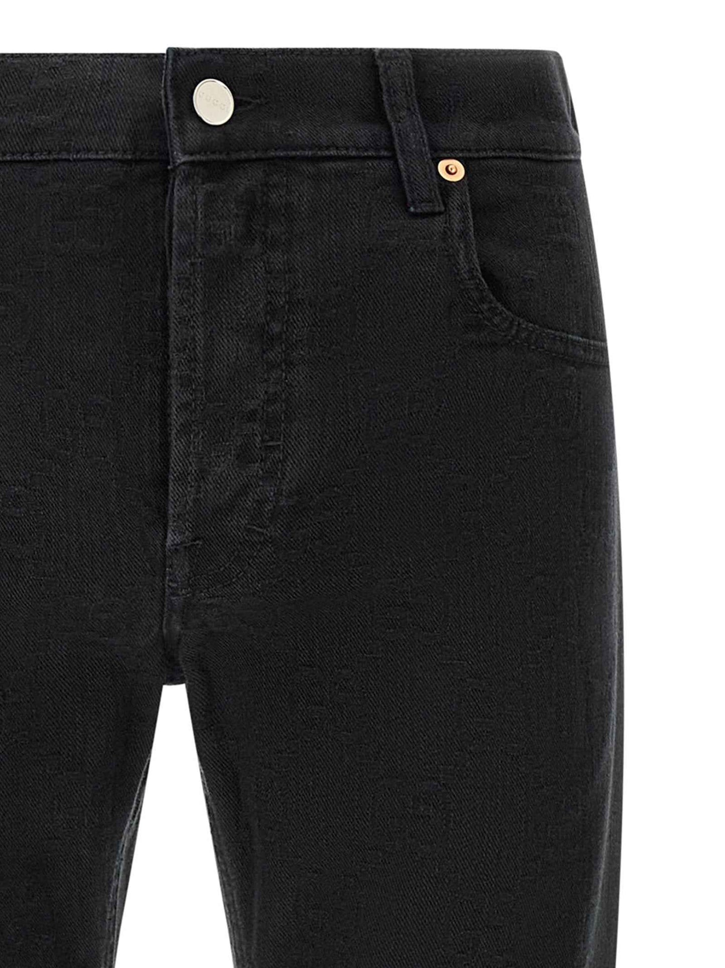 Black Cotton Straight-Leg Jeans