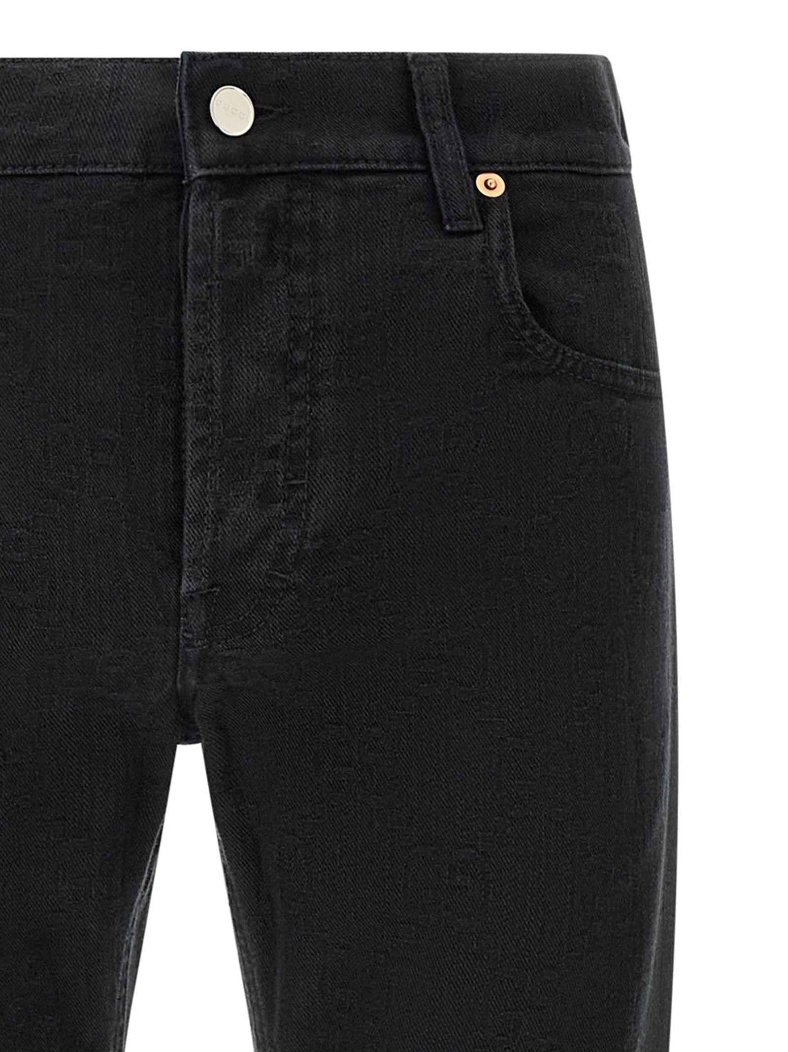 Black Cotton Straight-Leg Jeans
