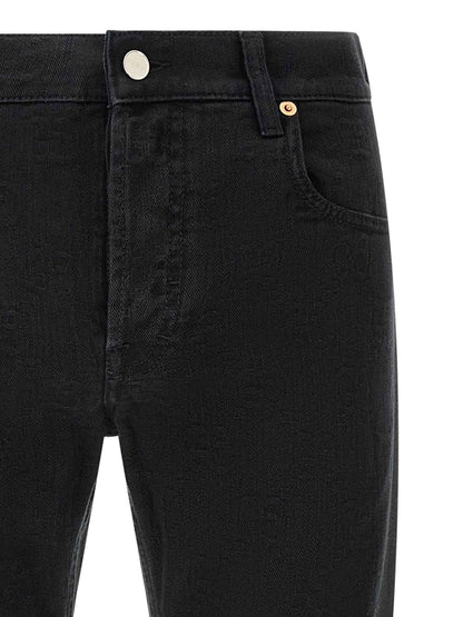 Black Cotton Straight-Leg Jeans
