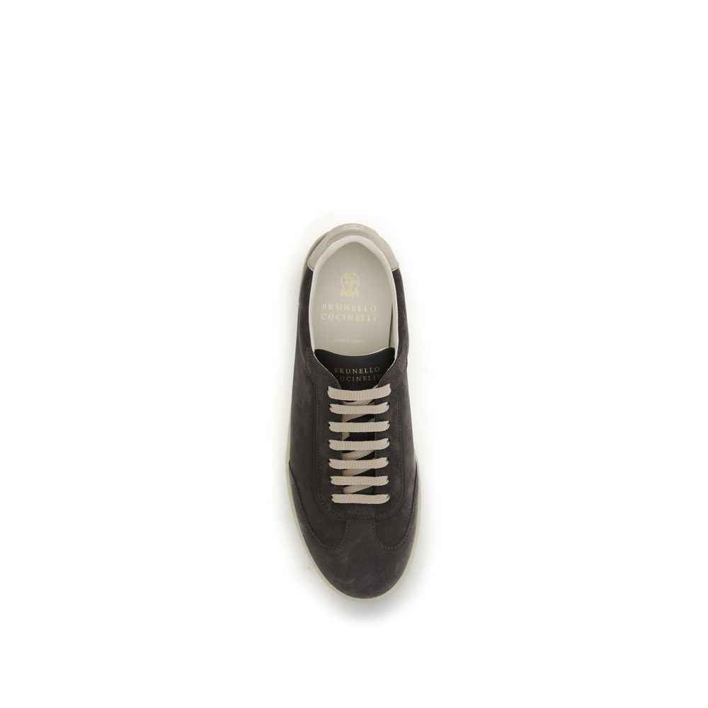 Gray Calf Leather Bos Taurus Low Top Sneakers