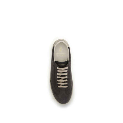 Gray Calf Leather Bos Taurus Low Top Sneakers