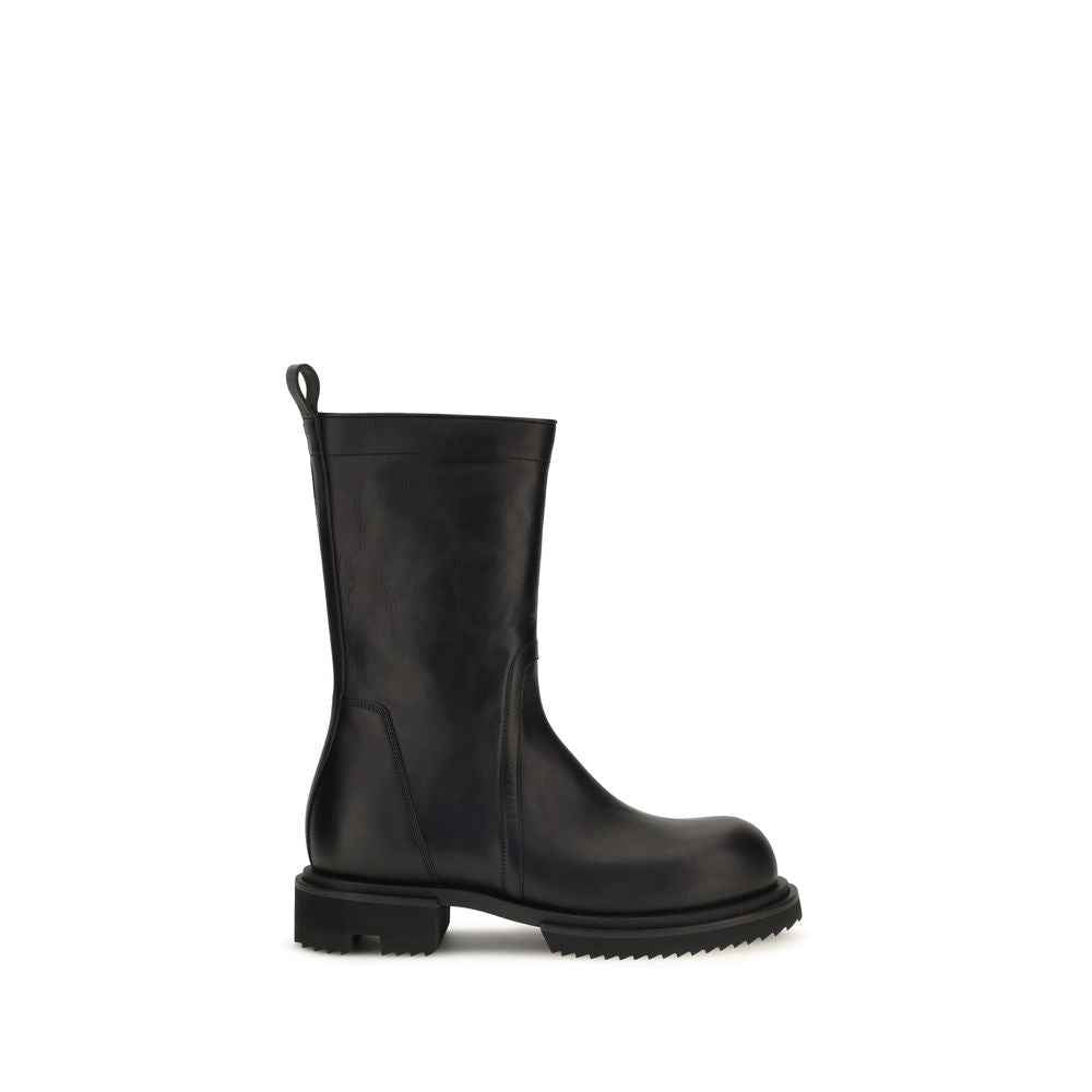 Black Calf Leather Bos Taurus Flat Boots