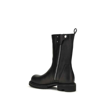 Black Calf Leather Bos Taurus Flat Boots