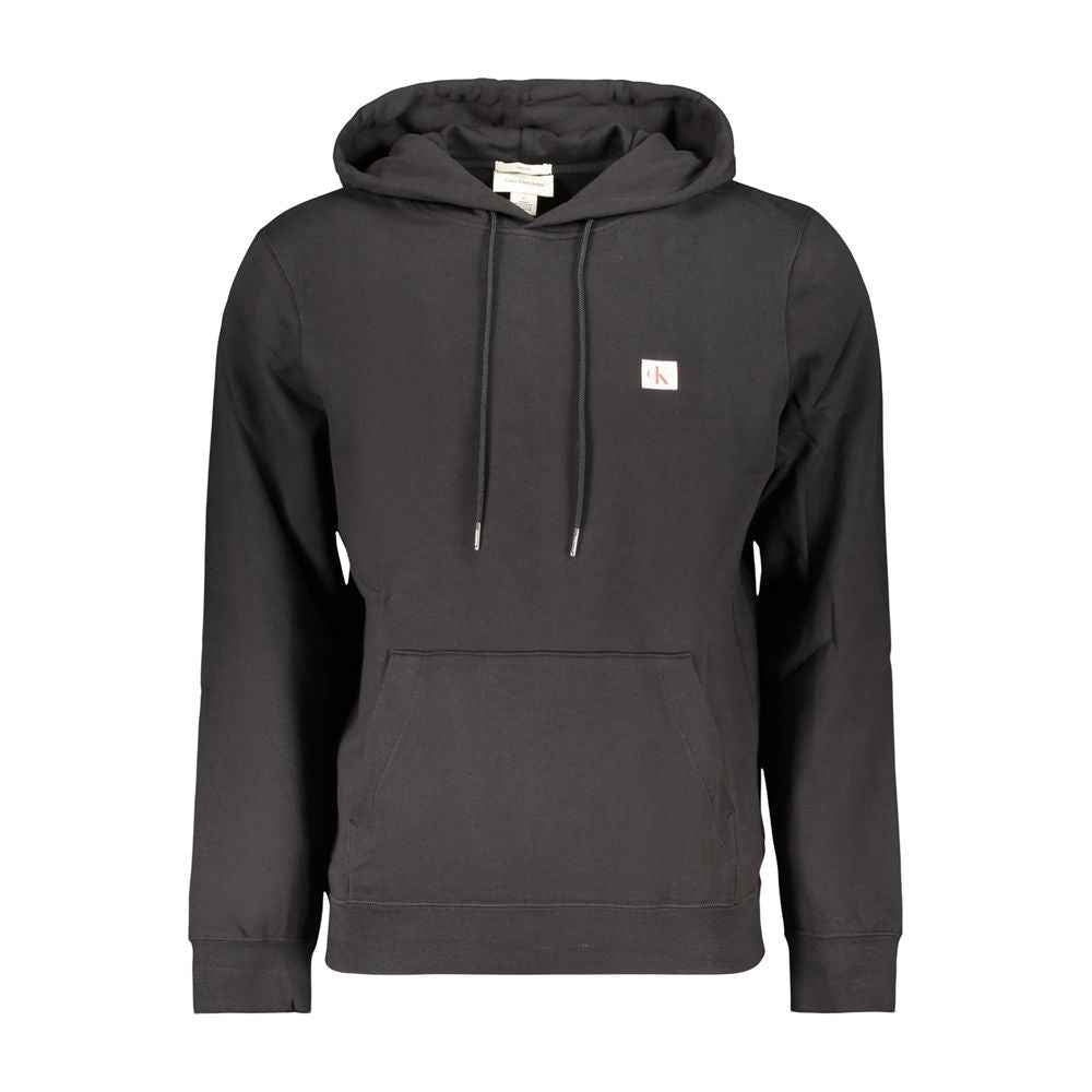 Black Cotton Men Hoodie