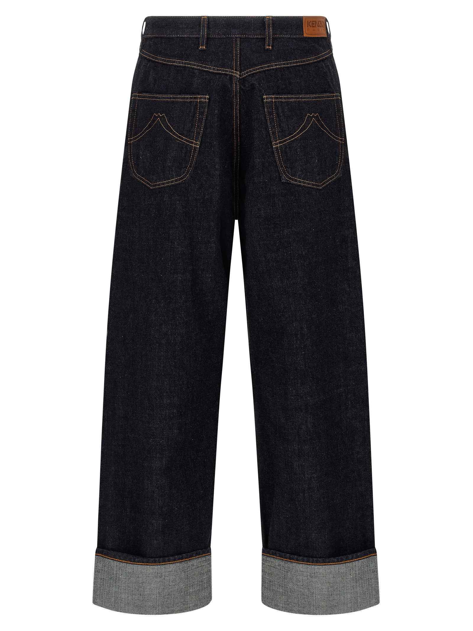 Blue Cotton Straight-Leg Jeans