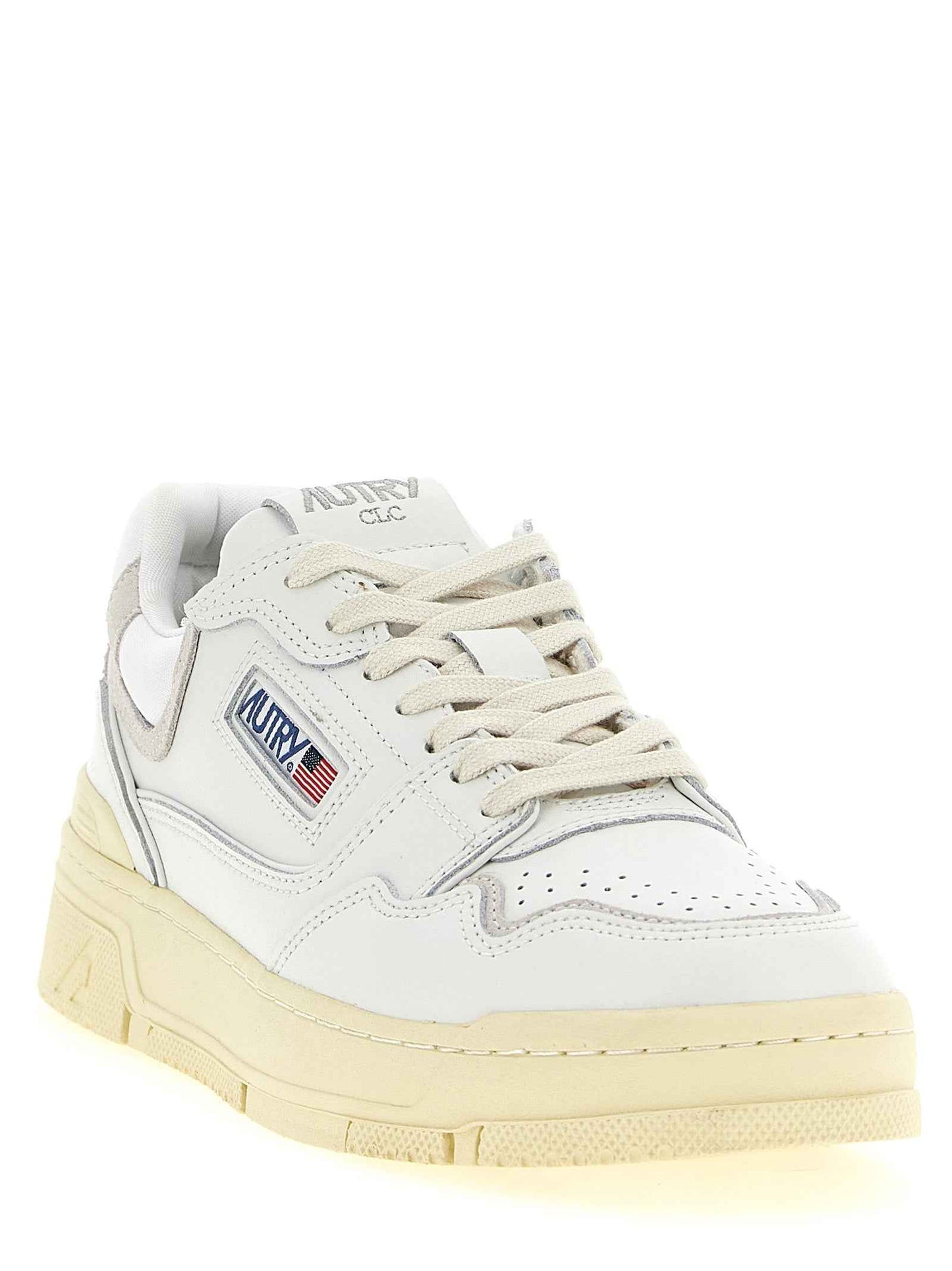 White Cowhide Low Top Sneakers