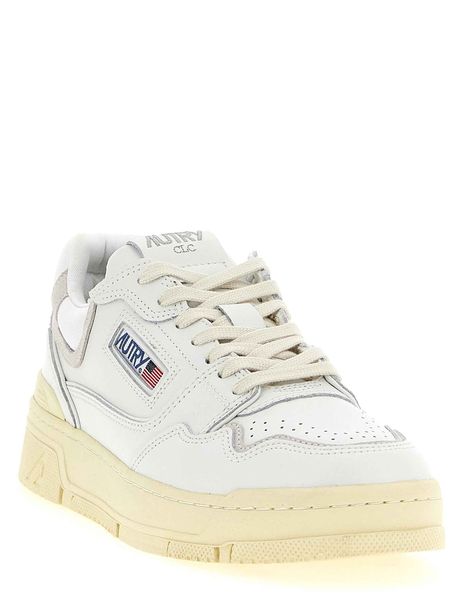 White Cowhide Low Top Sneakers