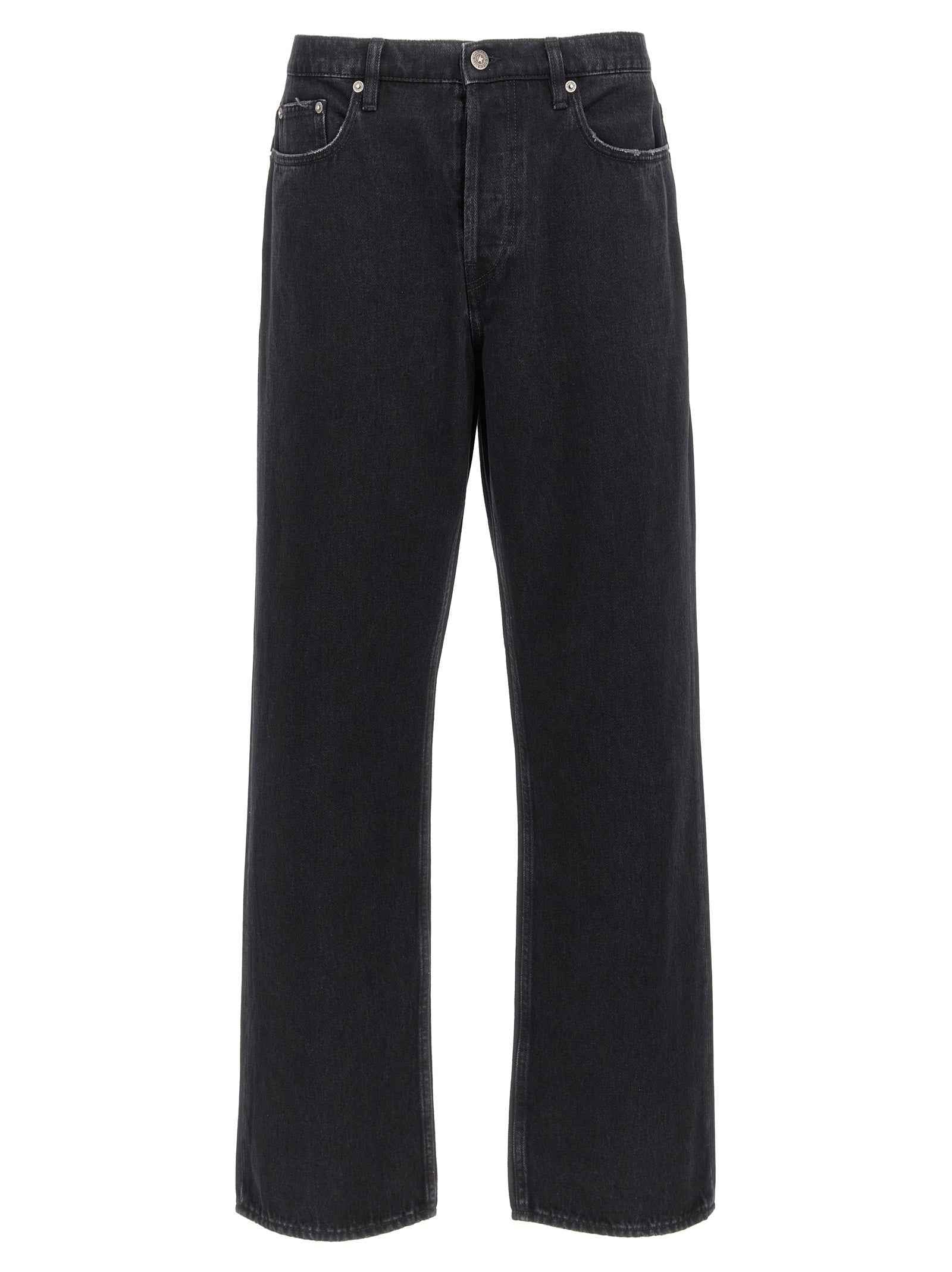 Black Cotton Straight-Leg Jeans