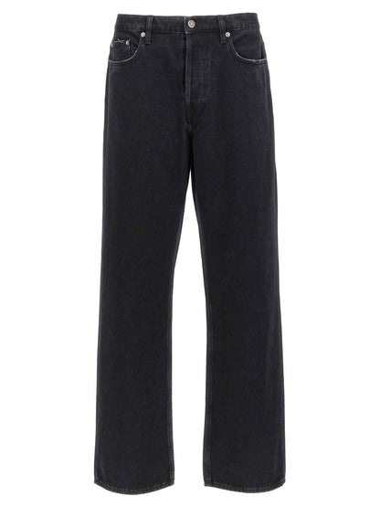 Black Cotton Straight-Leg Jeans